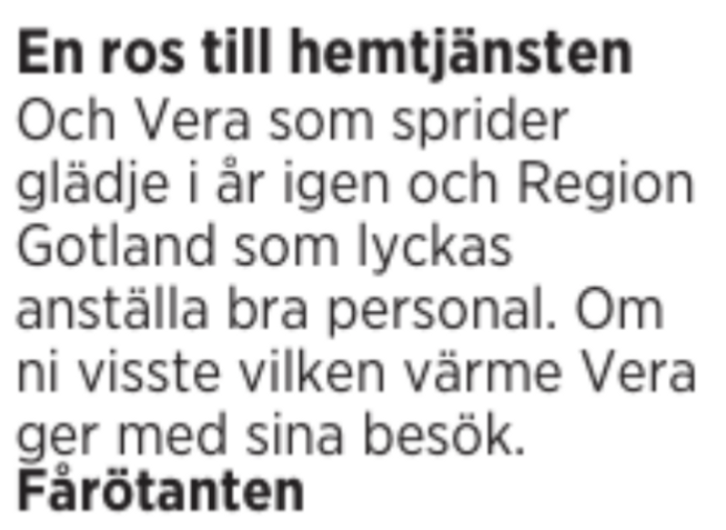 Dagens Ros till hemtjänsten