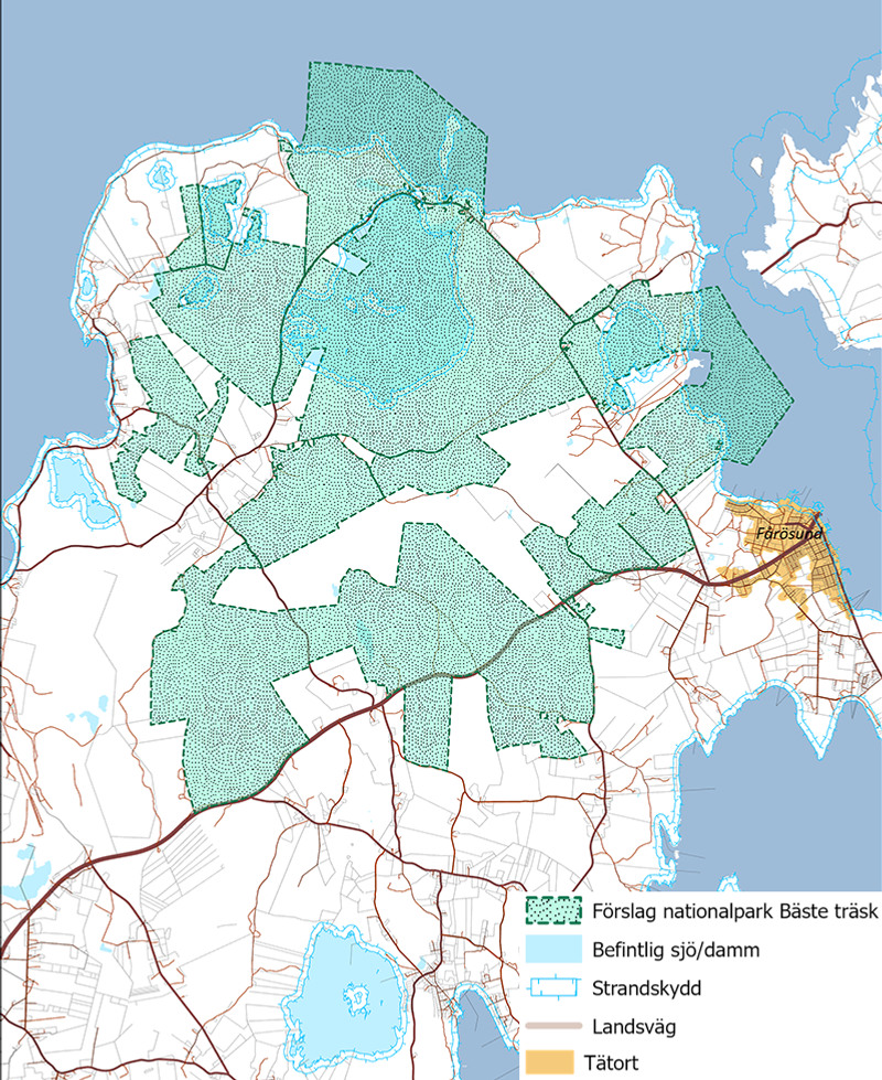 Karta över utredningsområdet i Nationalparken Bästeträsk.