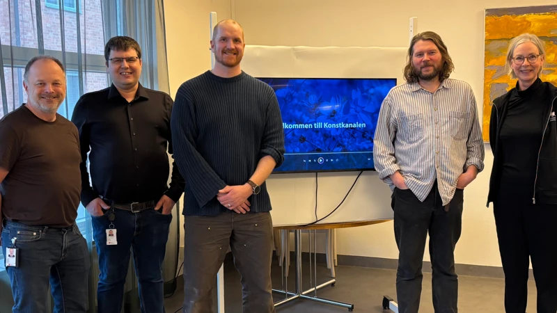 Gänget som kläckt idén och jobbat med att förverkliga Konstkanalen – Patrik, Samuel, Martin, Joel och Berit.