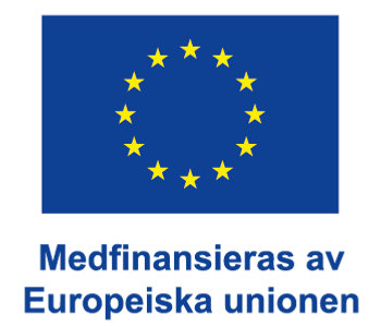 Blå EU-flagga med text Medfinansieras av Europeiska unionen