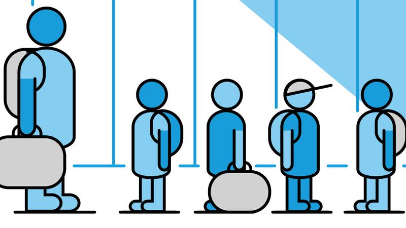 Illustration med vuxen och barn med väskor