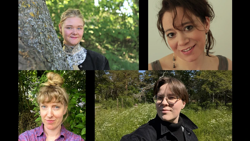 Ett collage av foton med tre kvinnor och en man.