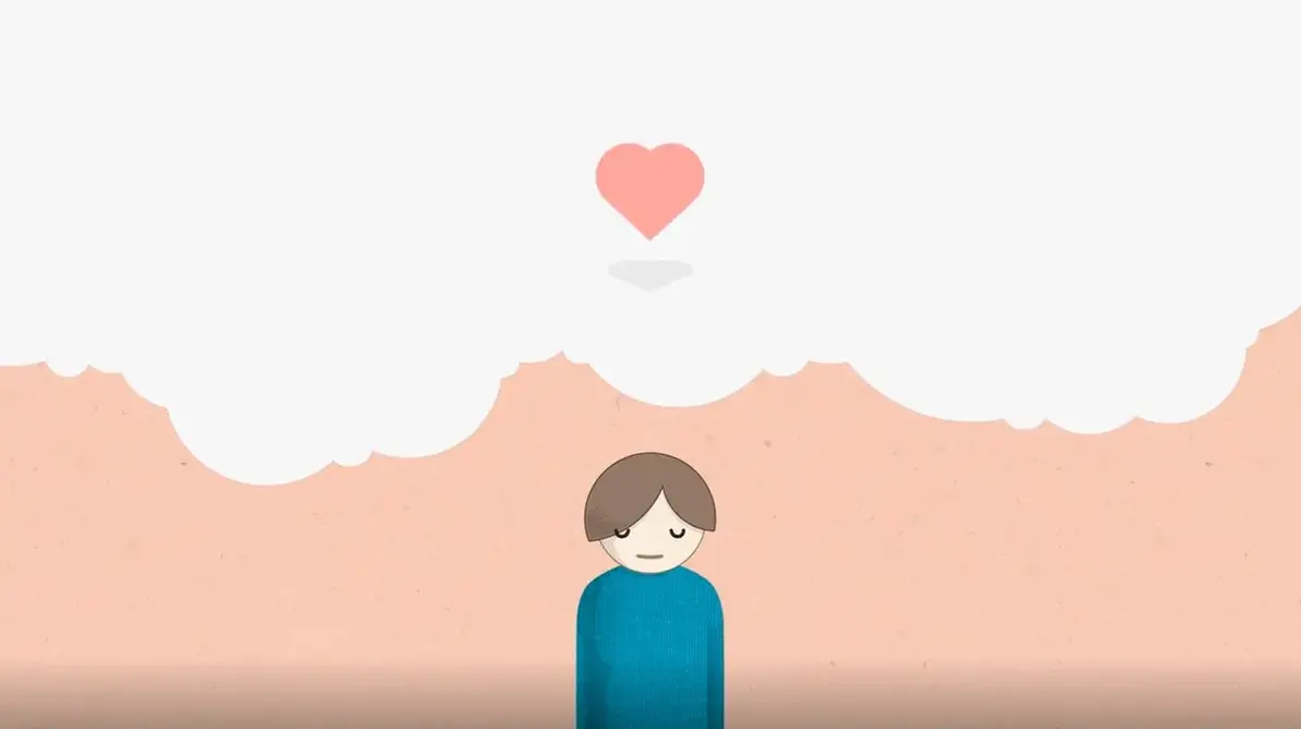 Illustration av person med ett hjärta ovanför huvudet