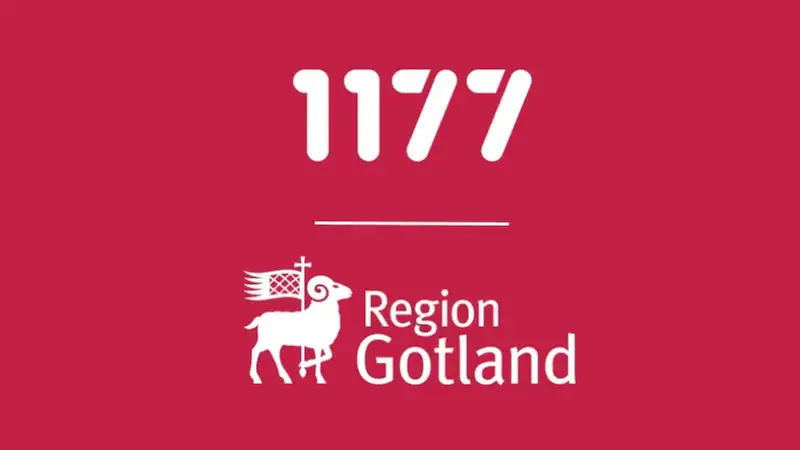 Logotyp 1177 och Region Gotland med röd bakgrund